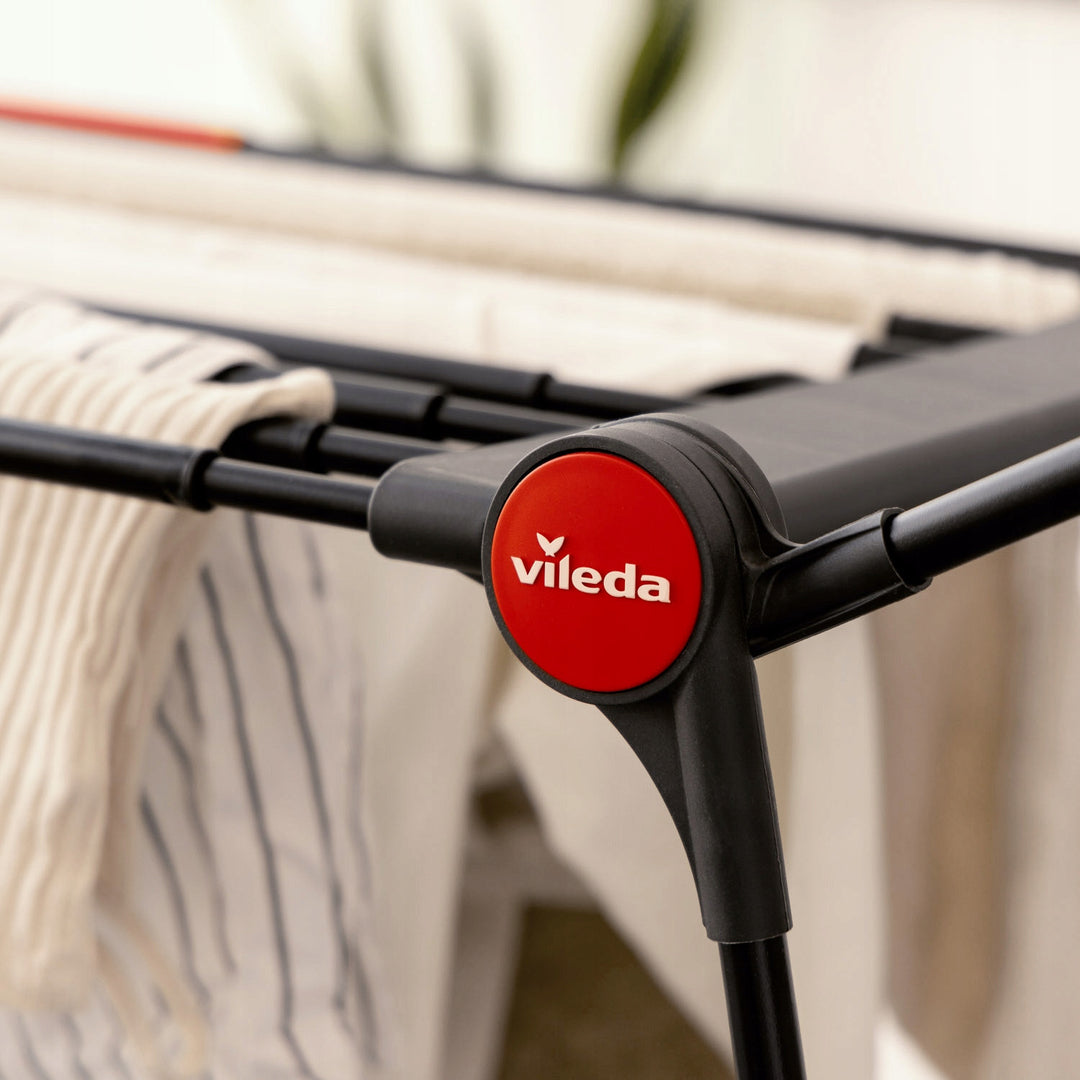 Vileda Infinity Flex Ultimate sušilica za rublje, crna, do 30 m prostora za sušenje, produživa, podignuti okvir, kuke za rublje, ugrađeni kotačići, 179620