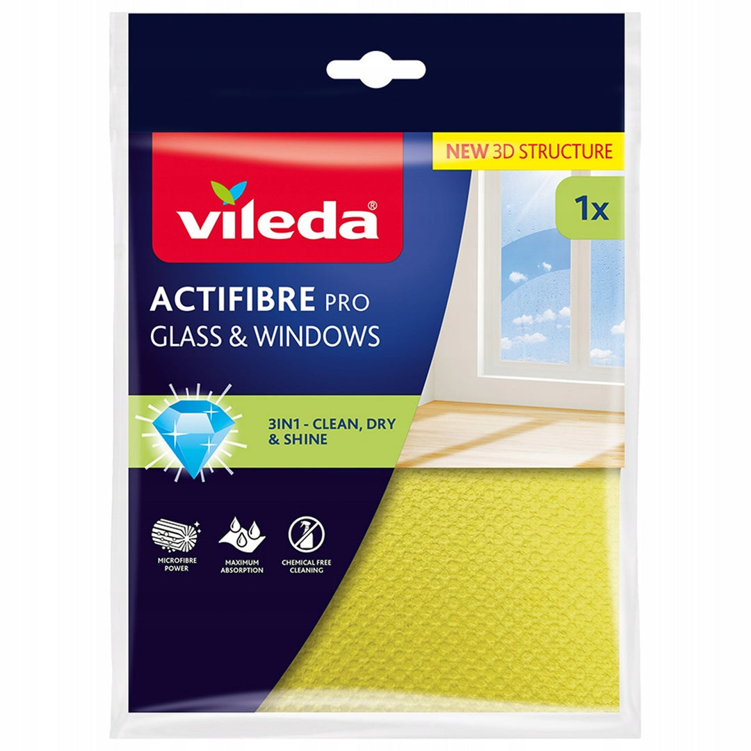 Vileda Actifibre Pro krpa za staklo i prozore, periva u perilici, PVA premaz, ne ostavlja pruge ni mrlje, čisti samo vodom, 183298