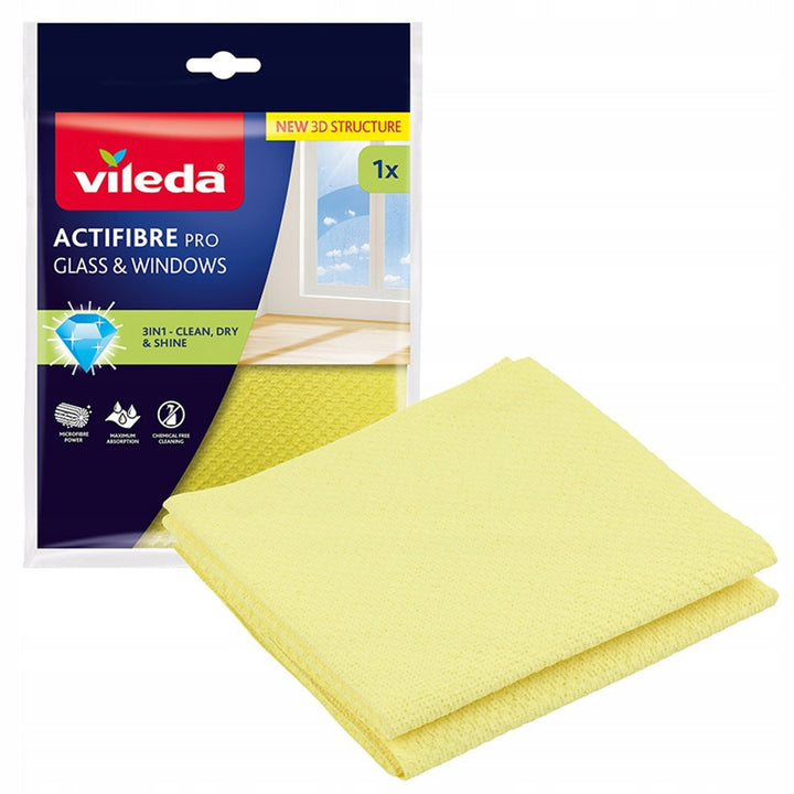Vileda Actifibre Pro krpa za staklo i prozore, periva u perilici, PVA premaz, ne ostavlja pruge ni mrlje, čisti samo vodom, 183298