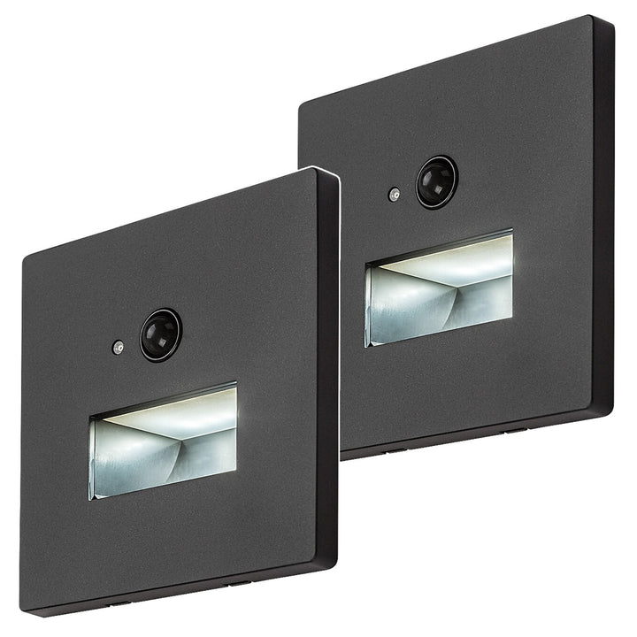 Lunca 1W IP20 LED lampa, crna, 3000, 4500, 6500 K, senzor pokreta, senzor svjetla, 77197, 2 komada