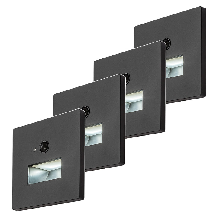 Lunca 1W IP20 LED lampa, crna, 3000, 4500, 6500 K, senzor pokreta, senzor svjetla, 77197, 4 komada