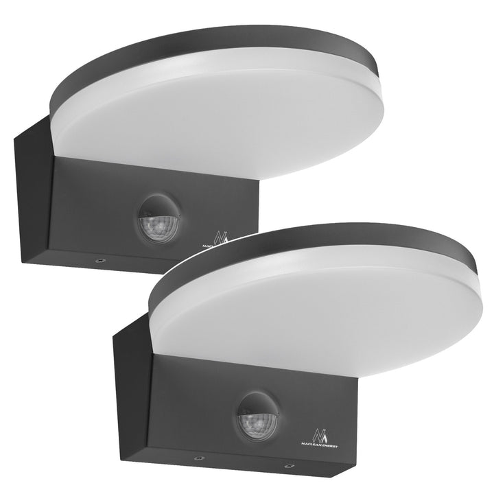 Maclean LED lampa s senzorom pokreta, PIR senzor pokreta, siva, 15 W, IP65, 1560 lm, neutralno bijela (4000 K) MCE344 GR, 2 komada