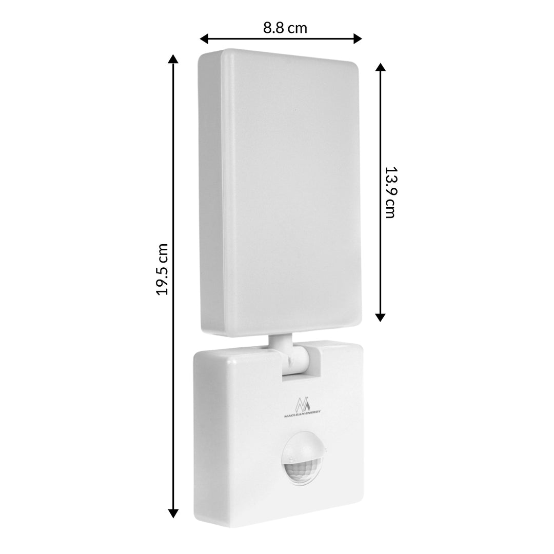 Maclean LED lampa s senzorom pokreta, PIR senzor pokreta, bijela, 10 W, IP65, 800 lm, neutralno bijela (4000 K) MCE516 W, 2 komada