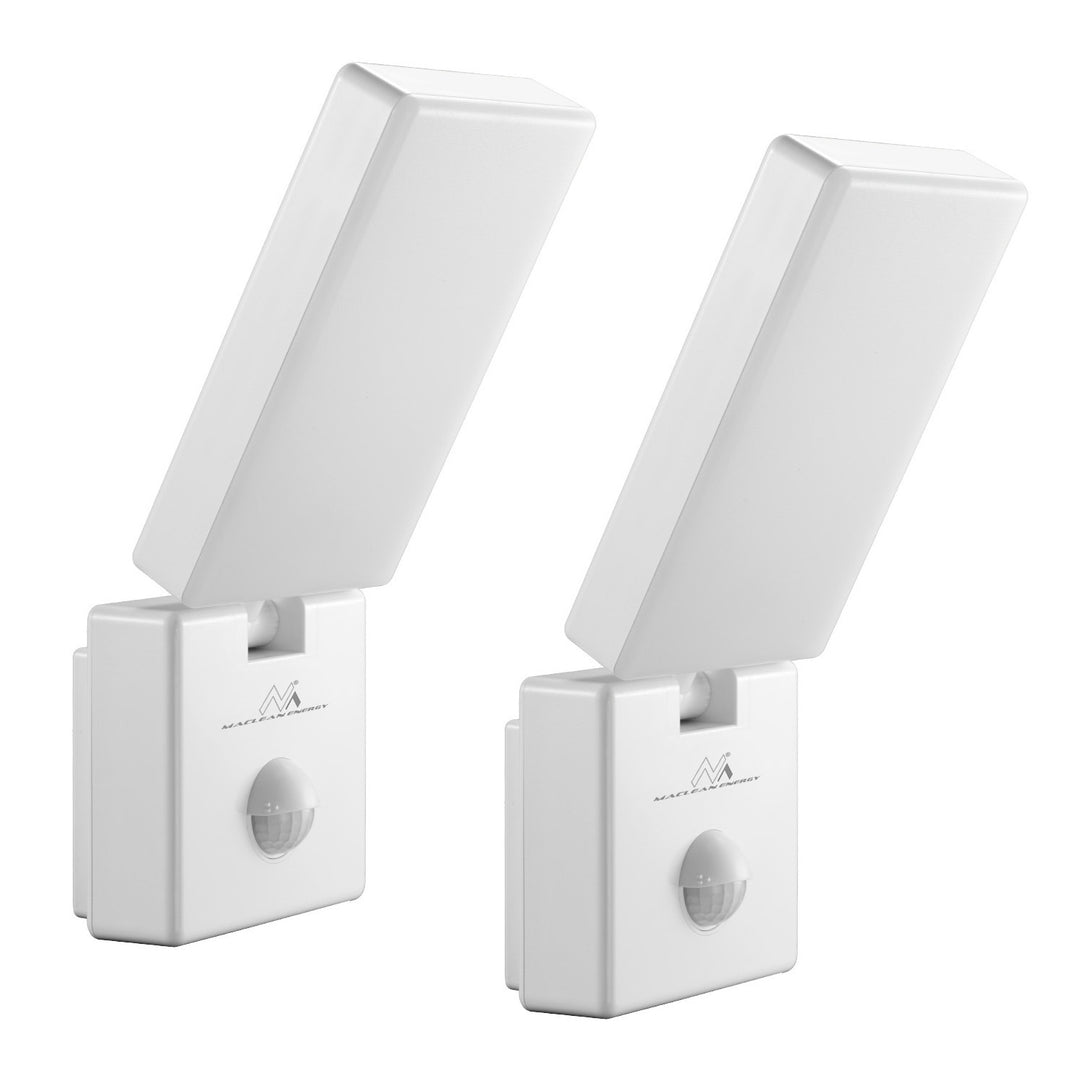 Maclean LED lampa s senzorom pokreta, PIR senzor pokreta, bijela, 10 W, IP65, 800 lm, neutralno bijela (4000 K) MCE516 W, 2 komada
