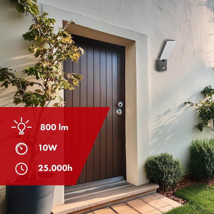 Maclean LED lampa s senzorom pokreta, PIR senzor pokreta, siva, 10 W, IP65, 800 lm, neutralno bijela (4000 K) MCE516 GR, 2 komada