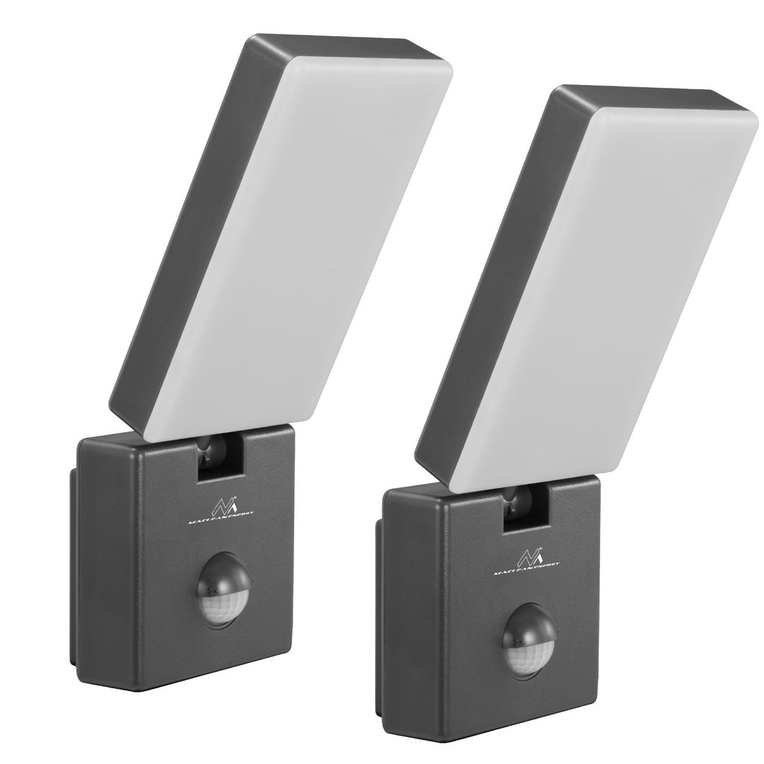 Maclean LED lampa s senzorom pokreta, PIR senzor pokreta, siva, 10 W, IP65, 800 lm, neutralno bijela (4000 K) MCE516 GR, 2 komada