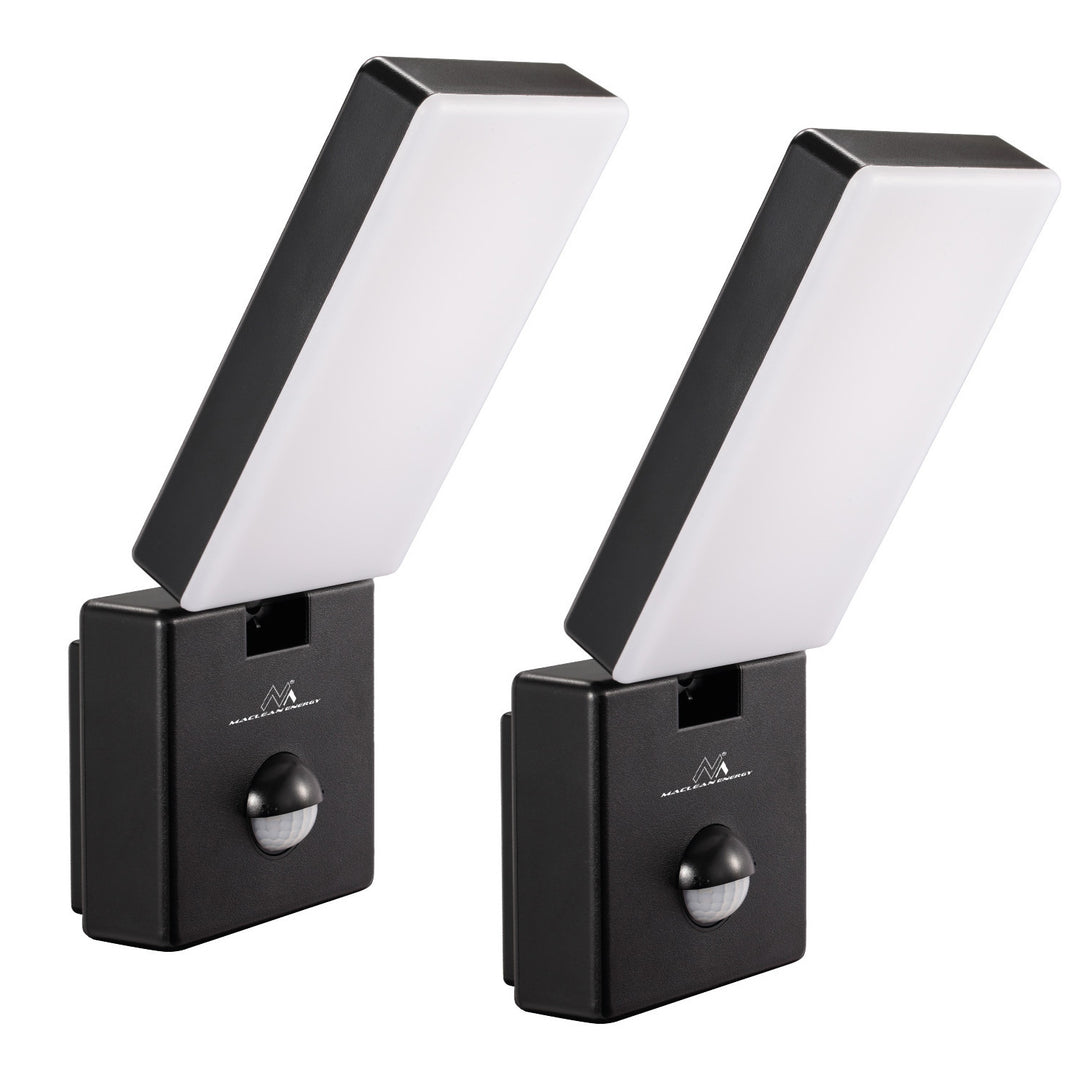 Maclean LED lampa s senzorom pokreta, PIR senzor pokreta, crna, 10 W, IP65, 800 lm, neutralno bijela (4000 K) MCE516 B, 2 komada