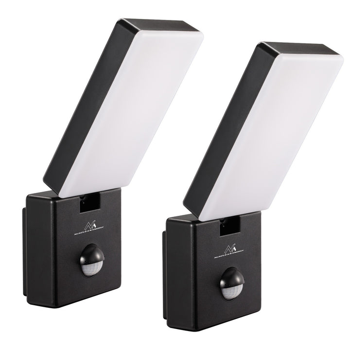 Maclean LED lampa s senzorom pokreta, PIR senzor pokreta, crna, 10 W, IP65, 800 lm, neutralno bijela (4000 K) MCE516 B, 2 komada