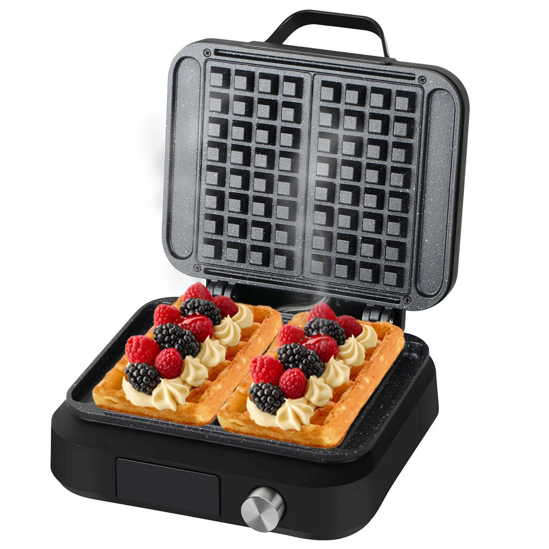 LOVIO PerfectCrisp aparat za vafle, 2 velika vafla, 1500 W, 6 postavki za pečenje, LVWF002BK