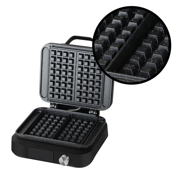 LOVIO PerfectCrisp aparat za vafle, 2 velika vafla, 1500 W, 6 postavki za pečenje, LVWF002BK