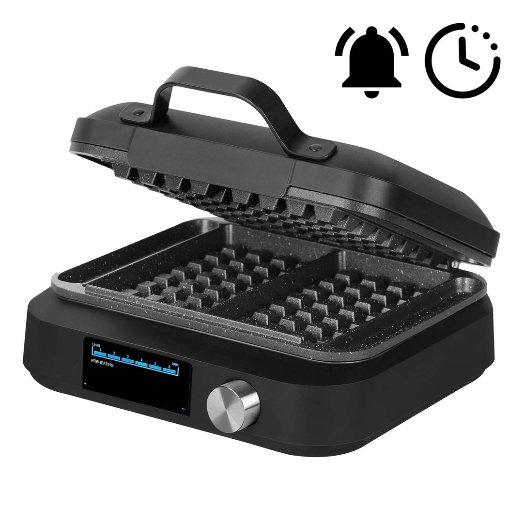 LOVIO PerfectCrisp aparat za vafle, 2 velika vafla, 1500 W, 6 postavki za pečenje, LVWF002BK