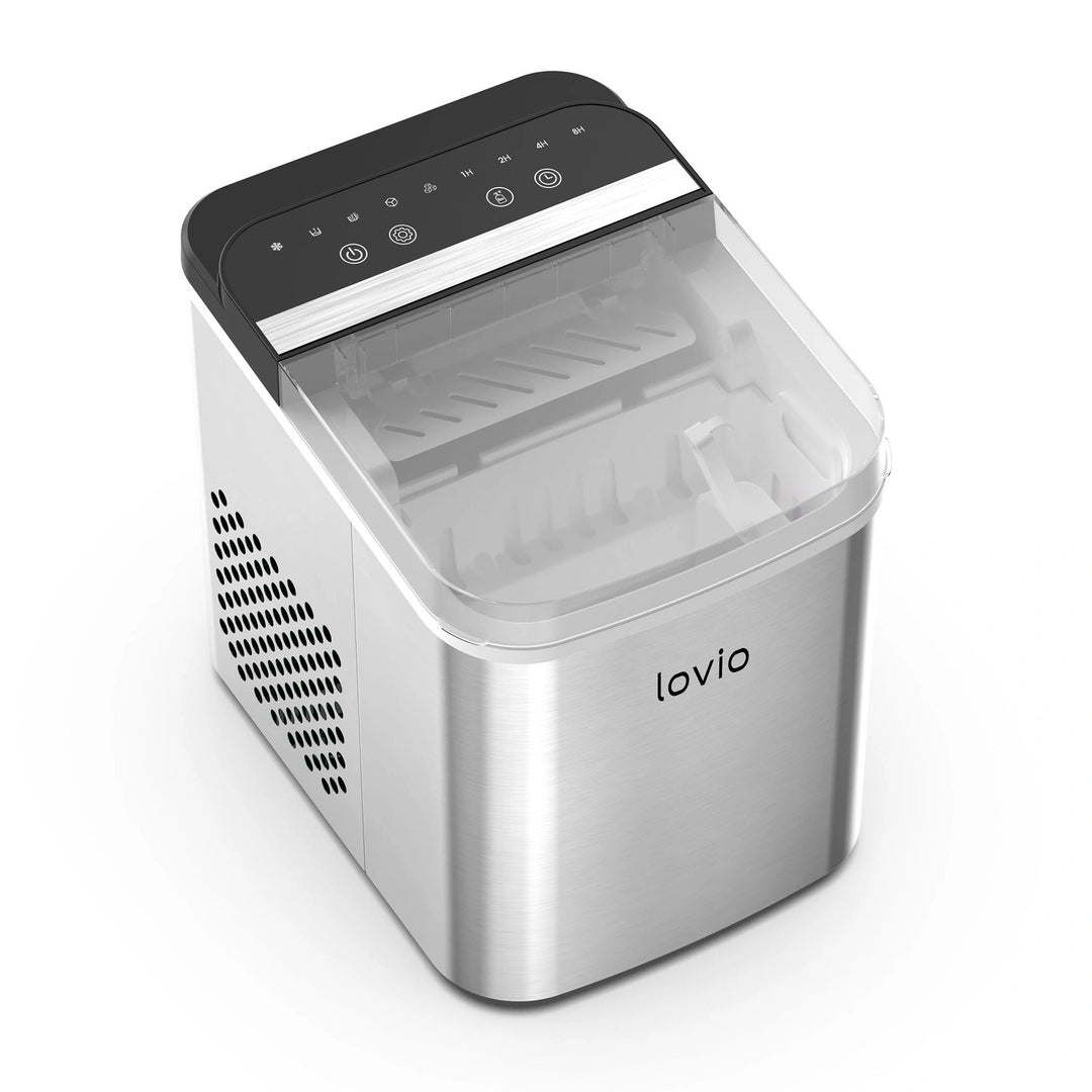 Lovio Crystal Ice Plus kućni aparat za ledene kocke, nehrđajući čelik, srebrna, trenutačno led