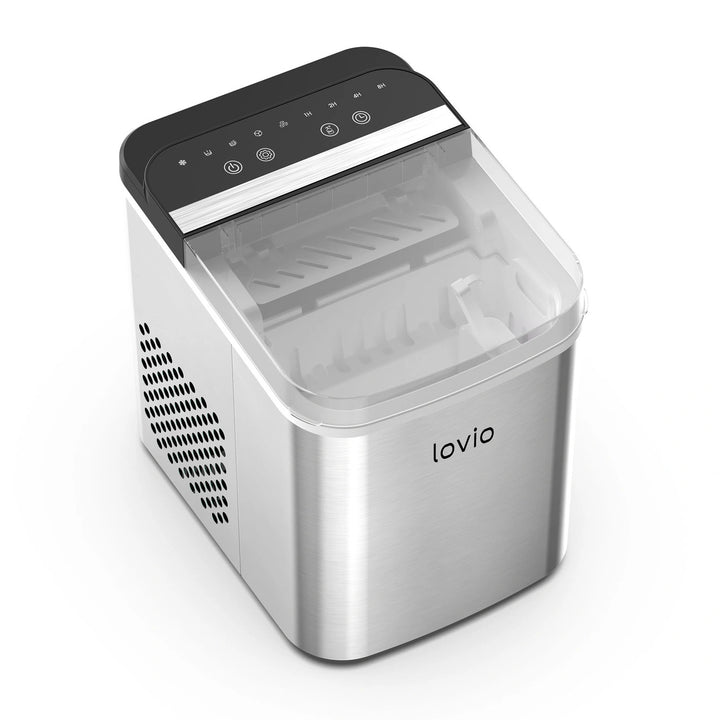Lovio Crystal Ice Plus kućni aparat za ledene kocke, nehrđajući čelik, srebrna, trenutačno led