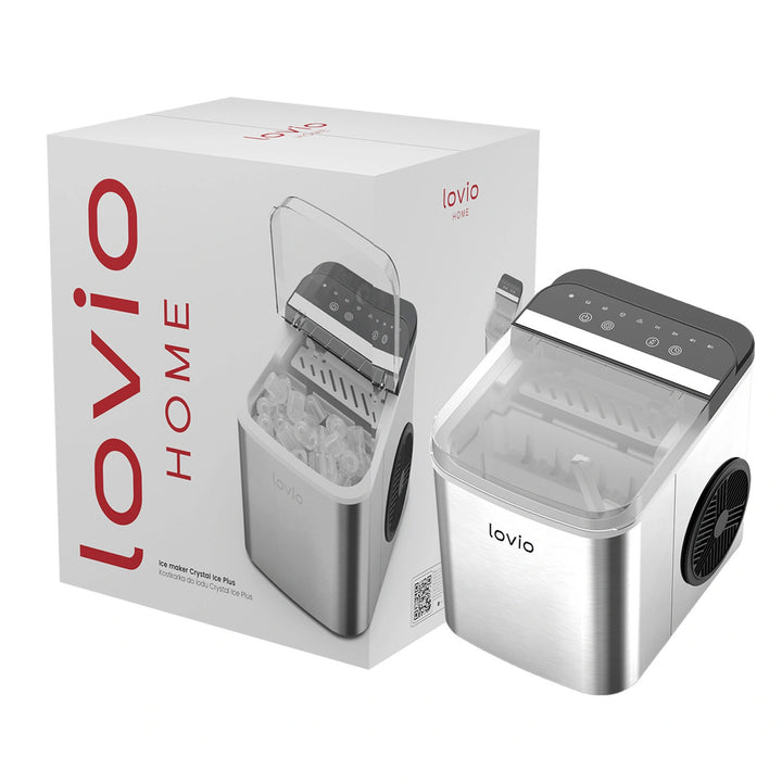 Lovio Crystal Ice Plus kućni aparat za ledene kocke, nehrđajući čelik, srebrna, trenutačno led
