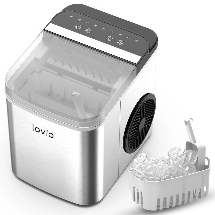 Lovio Crystal Ice Plus kućni aparat za ledene kocke, nehrđajući čelik, srebrna, trenutačno led