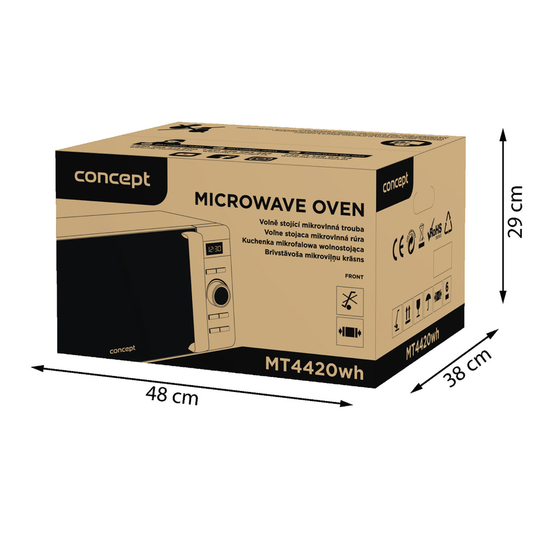Koncept mikrovalna pećnica, 5 razina snage, funkcija odmrzavanja, zapremina 20 litara, 800 W, bijela, MT4420wh