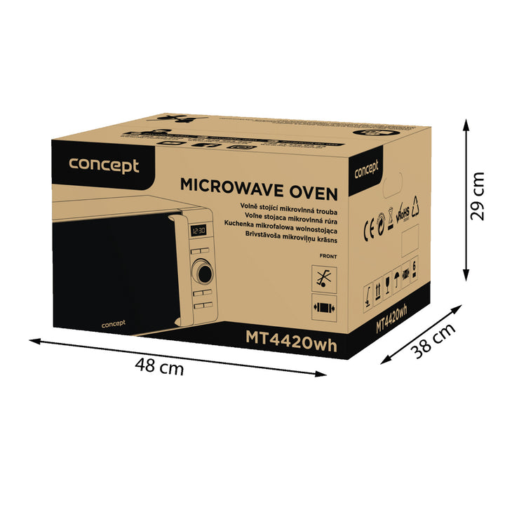 Koncept mikrovalna pećnica, 5 razina snage, funkcija odmrzavanja, zapremina 20 litara, 800 W, bijela, MT4420wh