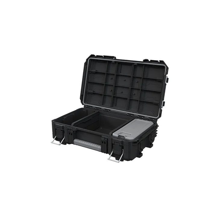Set od 3 Keter ROC Pro Gear 2.0 kutije za alate, ukupni kapacitet 110 litara, zaštita IP65, odvojiva teleskopska ručka, moguće zaključavanje, 256982