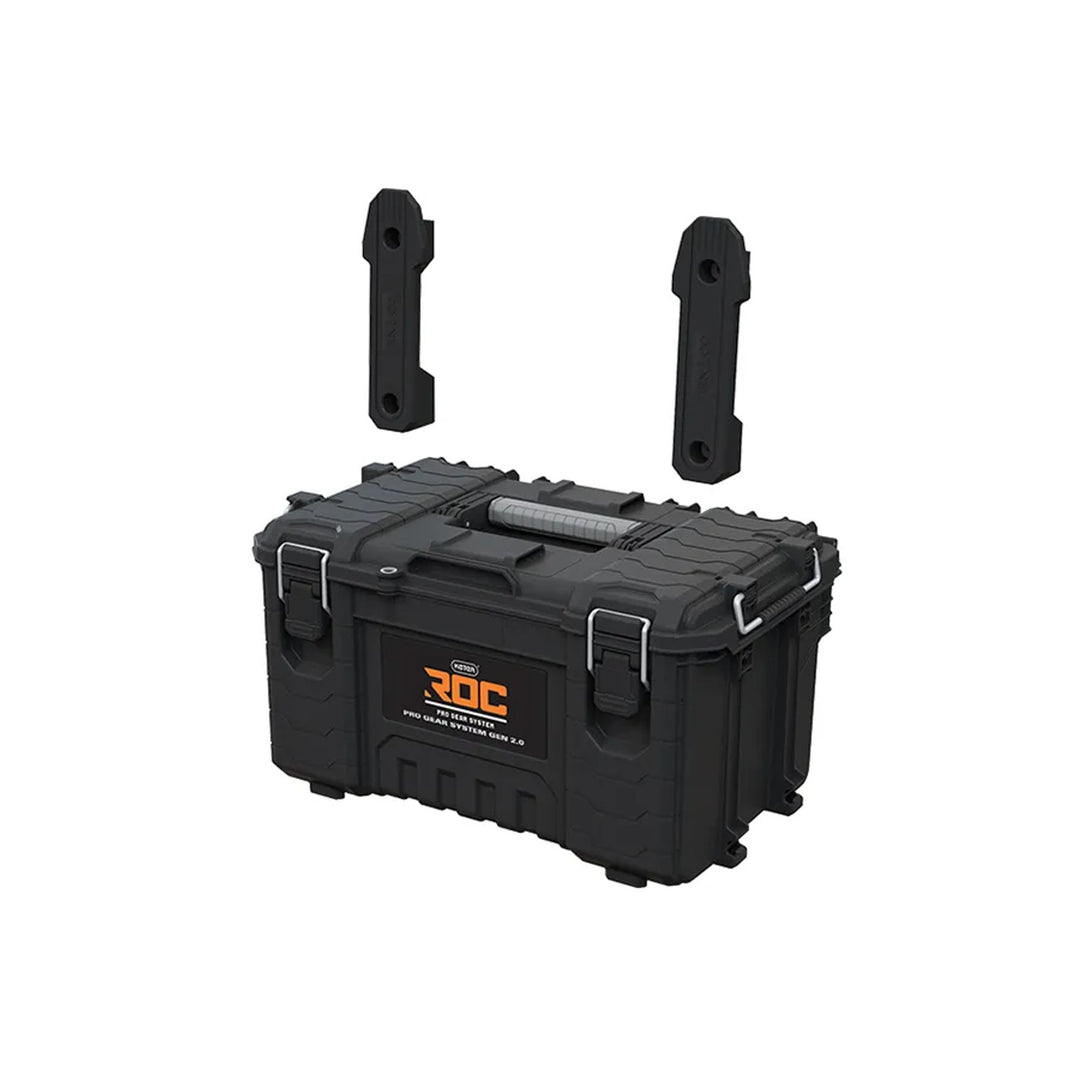 Set od 3 Keter ROC Pro Gear 2.0 kutije za alate, ukupni kapacitet 110 litara, zaštita IP65, odvojiva teleskopska ručka, moguće zaključavanje, 256982