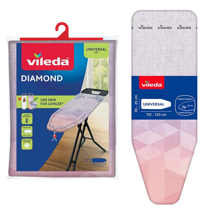 Vileda Diamond navlaka za dasku za glačanje, duljina 110–130 cm, otporna na toplinu, Quick Fix sustav, 142468