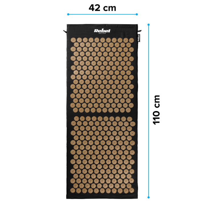 Mata za zdravlje s akupunkturnim bodljama i jastukom, 110x42 cm, XL, zlatne bodlje, Rebel Active