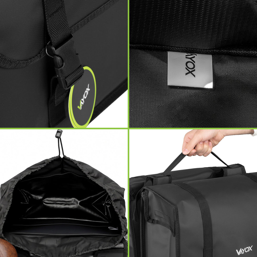 Dvostruka PVC torba za stražnji nosač bicikla s ručkom, crna, 40 L, VA0446, Vayox