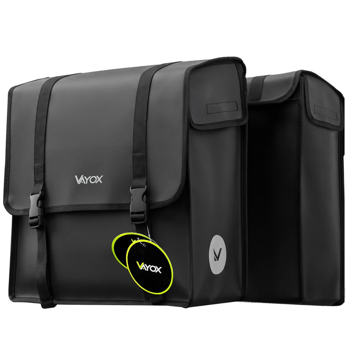 Dvostruka PVC torba za stražnji nosač bicikla s ručkom, crna, 40 L, VA0446, Vayox