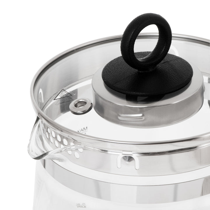 Staklena kuhalo za vodu od 1,5 l s cjedilicom i kontrolom temperature, 2200 W, LED zaslon 60–100 °C, Adler AD 1299, crno