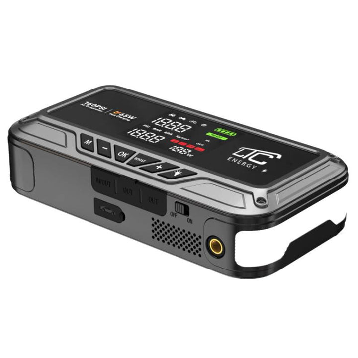LTC Jump Starter, 12.000 mAh, s kompresorom, baterijskom lampom i power bankom, LCD zaslon, izlazna snaga 65 W, kablovi i torbica za nošenje uključeni, LXJS120