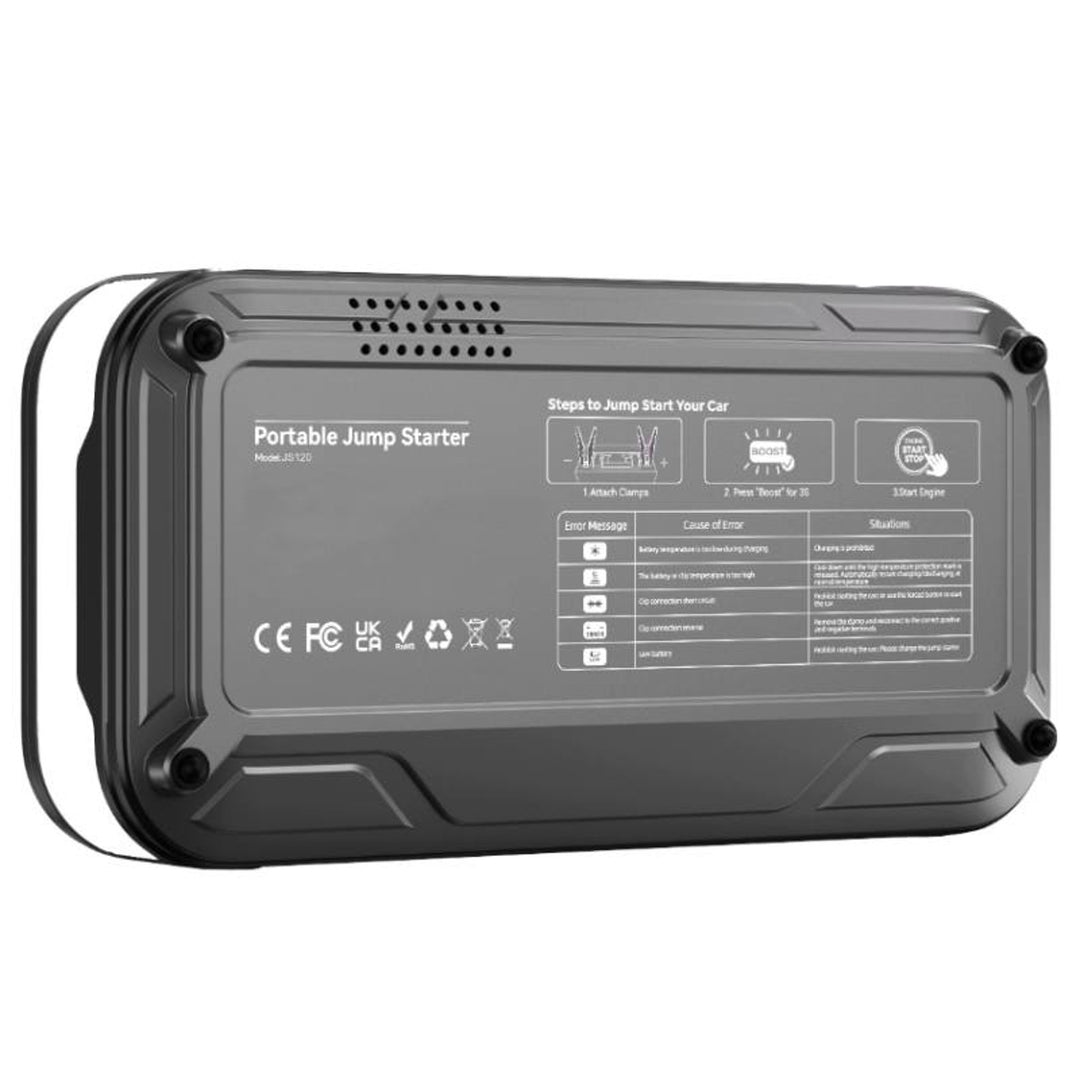 LTC Jump Starter, 12.000 mAh, s kompresorom, baterijskom lampom i power bankom, LCD zaslon, izlazna snaga 65 W, kablovi i torbica za nošenje uključeni, LXJS120