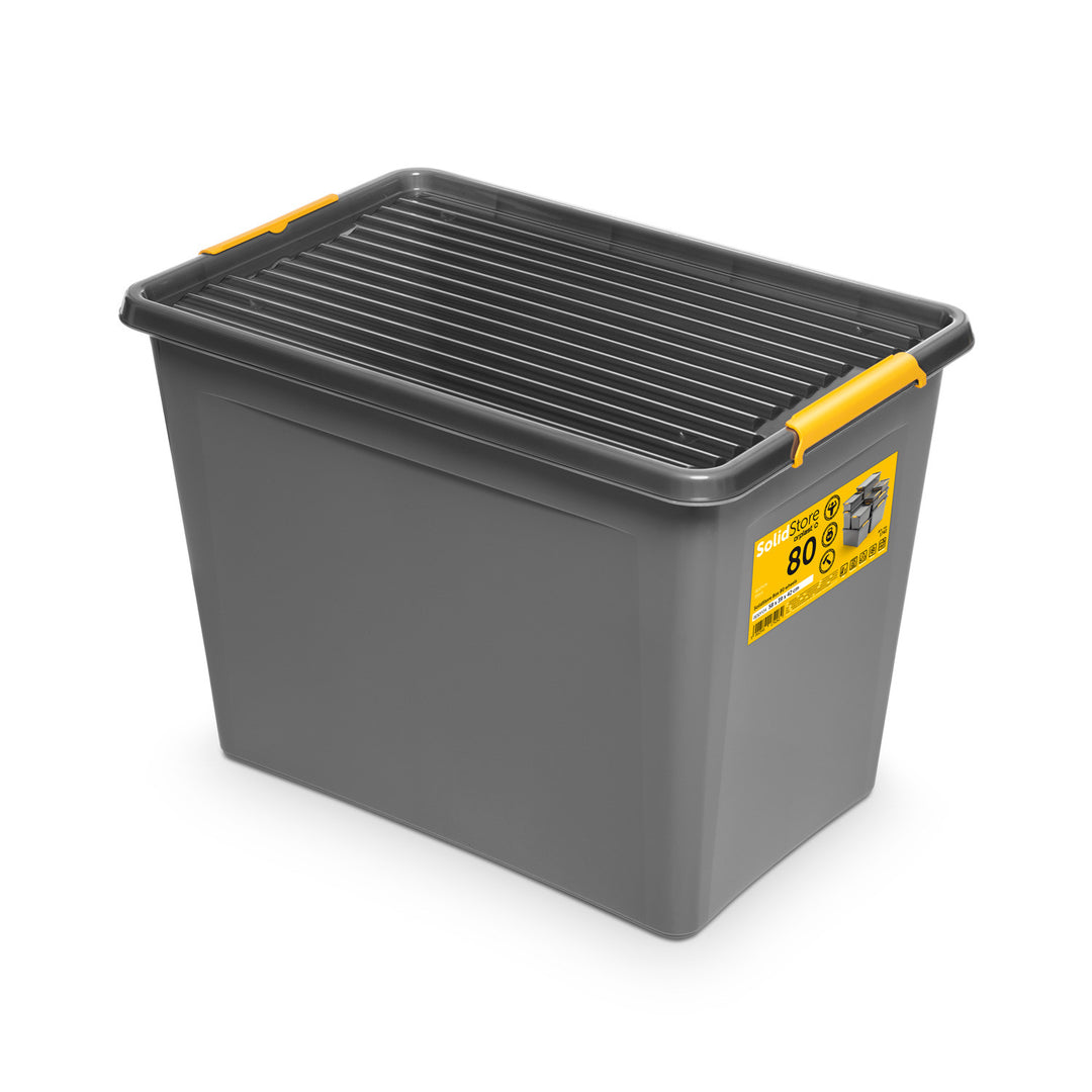 Moxom SolidStore spremnik, zapremina 80 l, siva, poklopac na kopču, opremljen kotačićima, bez BPA, 04-0217