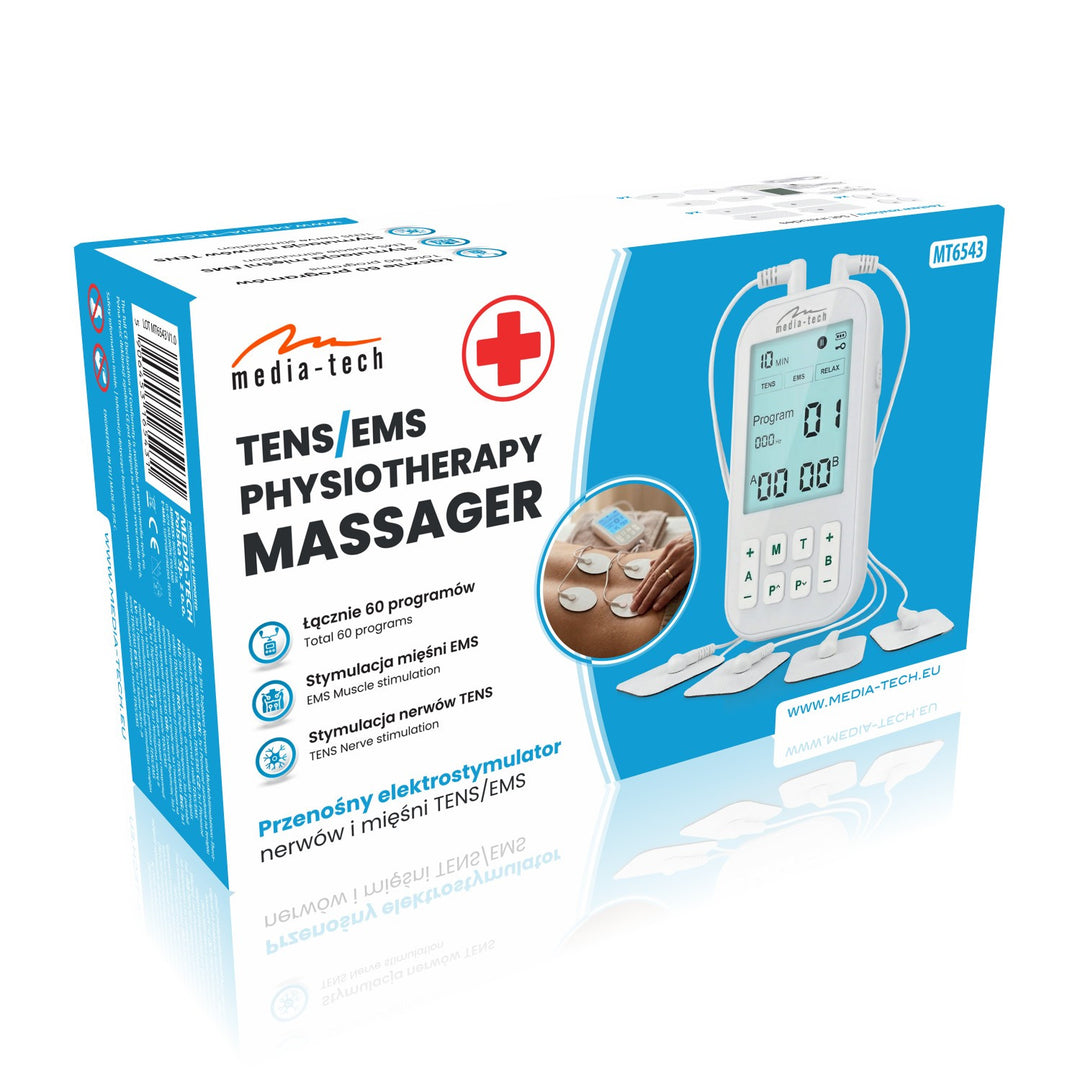 Masazer i elektrostimulator mišića, TENS/EMS, 3-u-1 stimulacija, Mediatech, MT6543