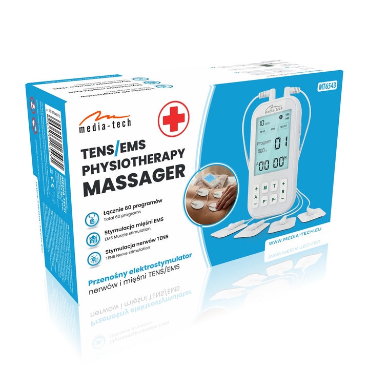 Masazer i elektrostimulator mišića, TENS/EMS, 3-u-1 stimulacija, Mediatech, MT6543