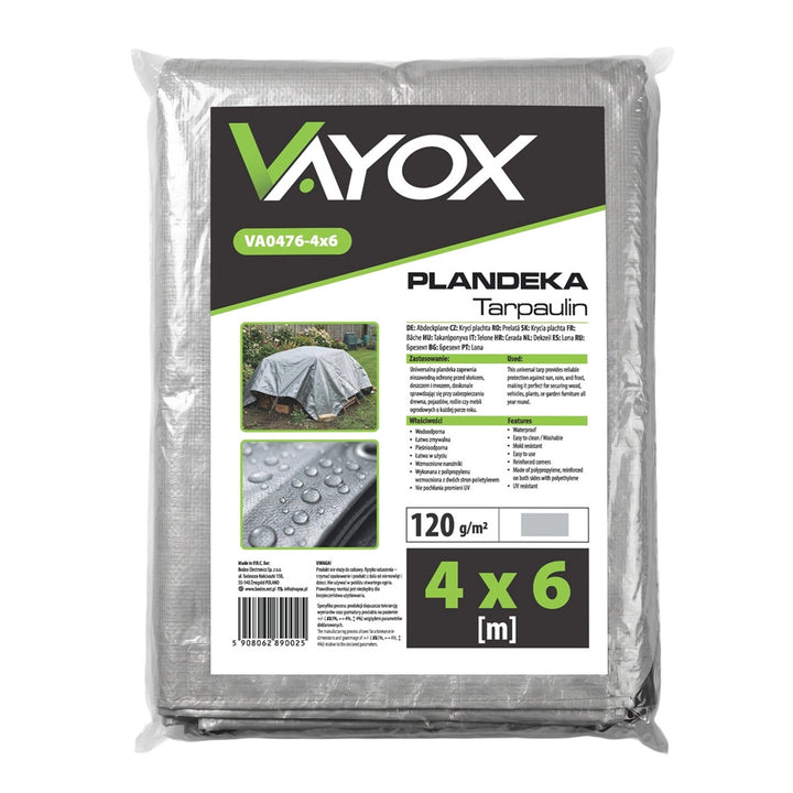 Srebrna cerada, 120 g, 4x6 m, VA0476, vodootporna, Vayox