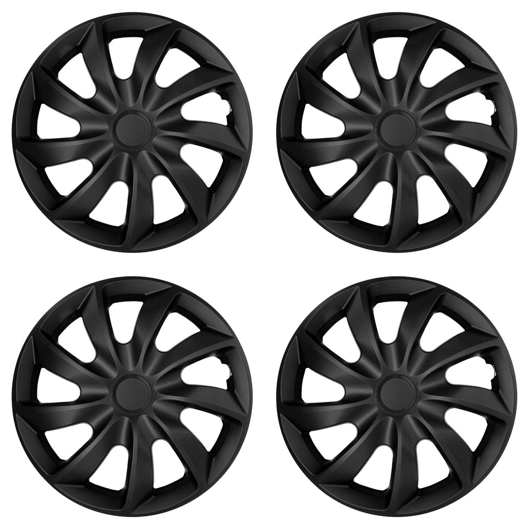 NRM Quad univerzalne 16-inčne poklopce središnjeg vijka za automobile, mat crna, set od 4