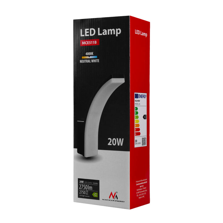 Maclean LED lampa, crna, 20 W, IP65, 2750 lm, neutralno bijela (4000 K) MCE511 B, 2 komada