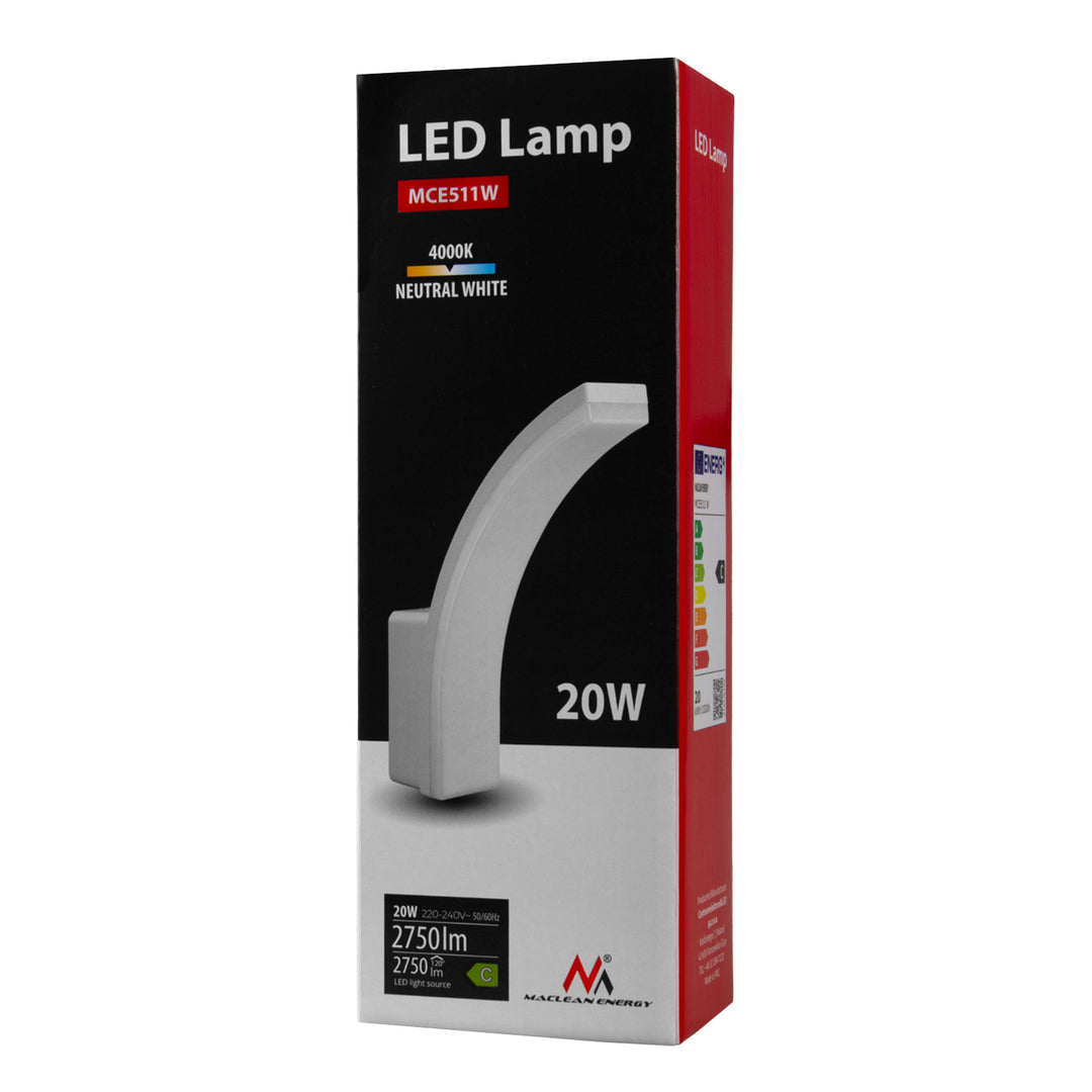 Maclean LED lampa, bijela, 20 W, IP65, 2750 lm, neutralno bijela (4000 K) MCE511 W, 2 komada