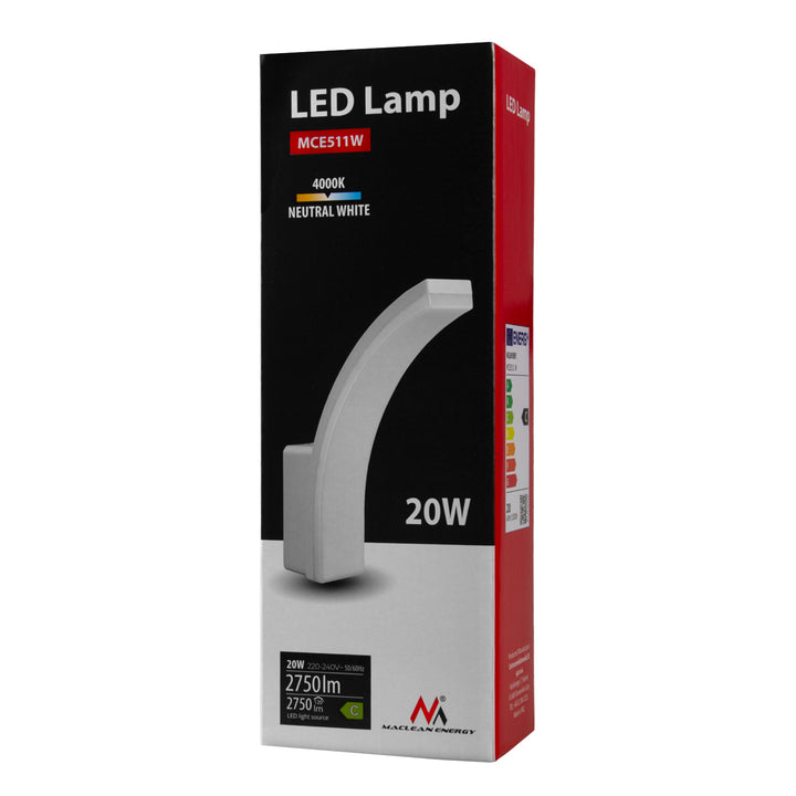 Maclean LED lampa, bijela, 20 W, IP65, 2750 lm, neutralno bijela (4000 K) MCE511 W, 2 komada