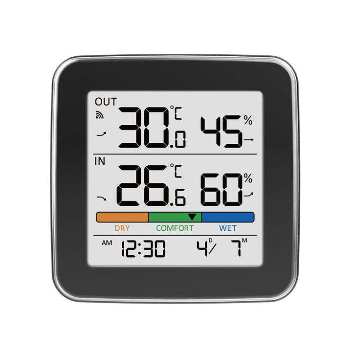 GreenBlue bežična vremenska stanica, unutarnja/vanjska temperatura i vlaga, sat, alarm i datum, °C / °F, do 60 m, crna, GB169 B + 4x Varta Industrial AAA alkalne baterije