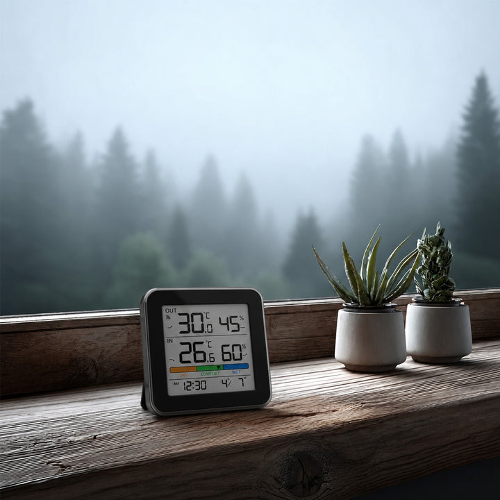 GreenBlue bežična vremenska stanica, unutarnja/vanjska temperatura i vlaga, sat, alarm i datum, °C / °F, do 60 m, crna, GB169 B + 4x Varta Industrial AAA alkalne baterije