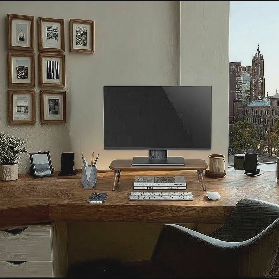 Maclean drveni stalak za monitor/laptop (500 x 240 x 120 mm), crna orahova boja, max. 20 kg, MC-930