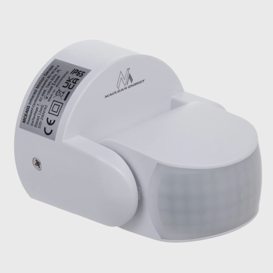 Maclean PIR senzor pokreta, infracrveni, IP65, bijeli, domet 12 m, maksimalno opterećenje 600/1200 W, MCE468 W