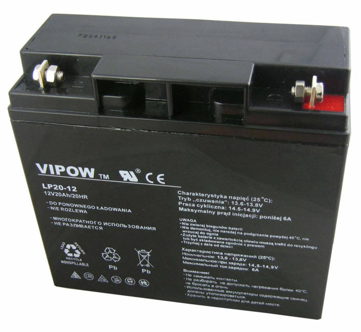 Vipow 12V 20Ah gel baterija bez održavanja, dimenzije 181 x 77 x 167 mm
