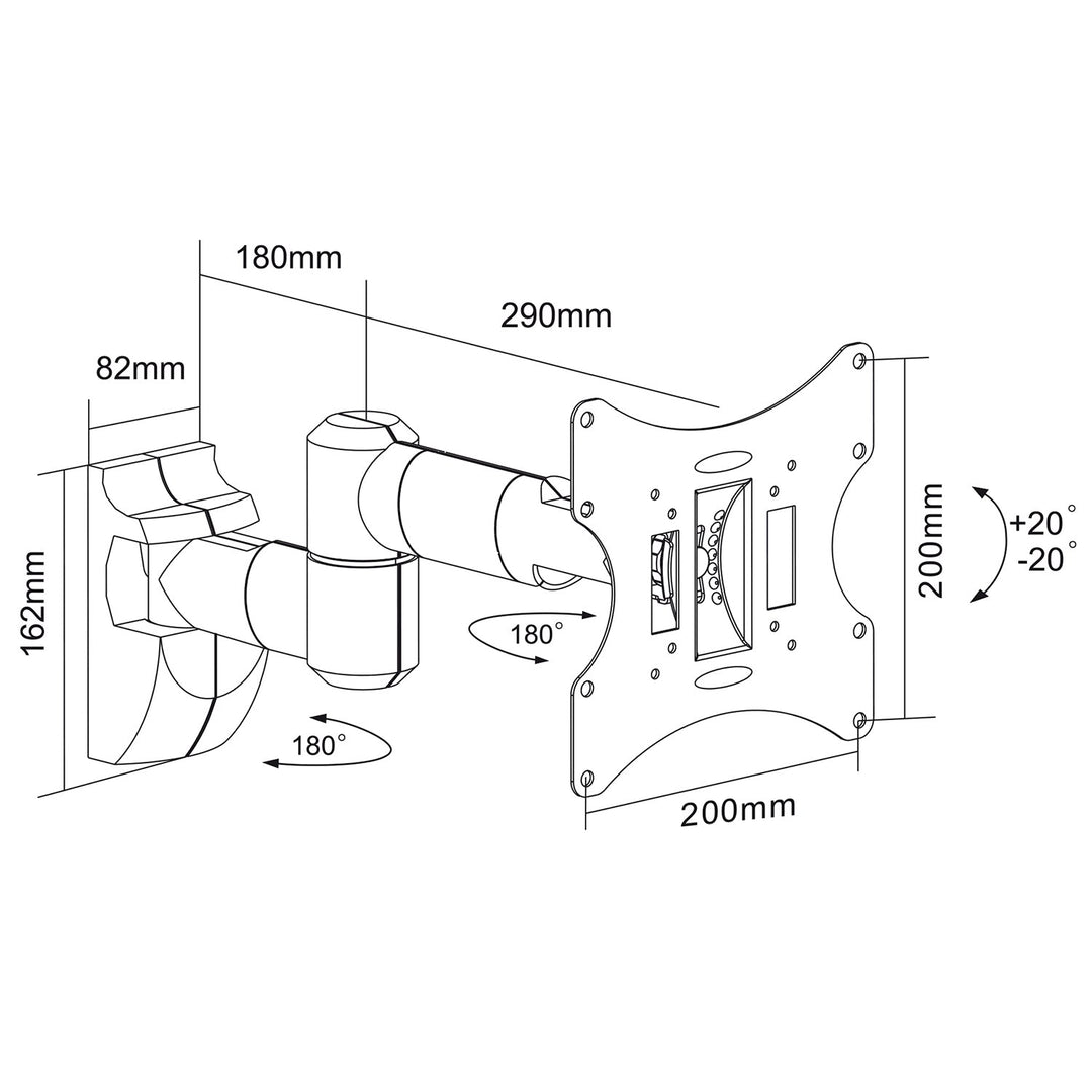 Maclean držač za TV ili monitor, univerzalni, max. VESA 200x200, 13-42", 30 kg, crni, MC-503A B