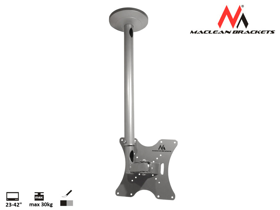 Maclean stropni držač za TV, 23-42", 30 kg, srebrni, MC-504A S