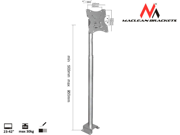 Maclean stropni držač za TV, 23-42", 30 kg, srebrni, MC-504A S