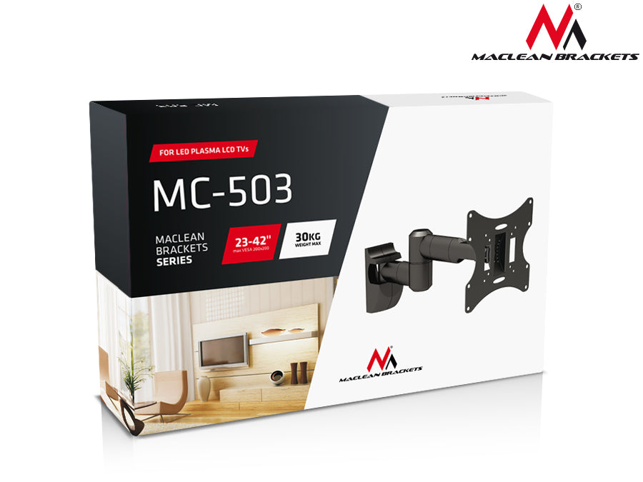 Maclean držač za TV ili monitor, univerzalni, max. VESA 200x200, 23-50", 30 kg, srebrni, MC-503A S