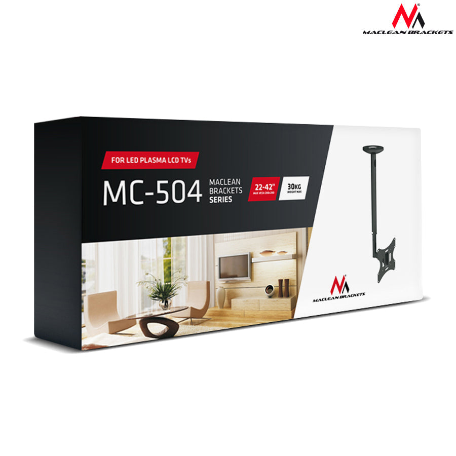 Stropni nosač za TV od 23-42" (50-85 cm) do 30 kg Maclean MC-504A B crni
