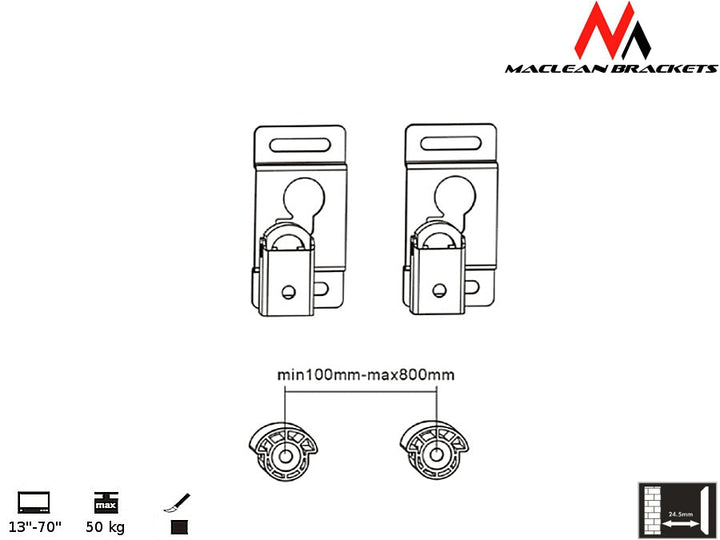 Stropni nosač za TV od 23-42" (50-85 cm) do 30 kg Maclean MC-504A B crni