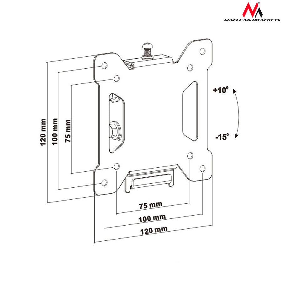 Maclean TV nosač, max. VESA 100x100, 13-27", 20 kg, crni, MC-596